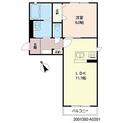 アルビコッカ大川 1LDKの間取図画像