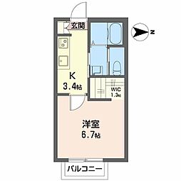 ヴィラージュST 1Kの間取図画像