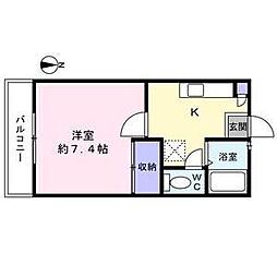 LeafSideVillageA 1Kの間取図画像