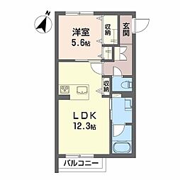 シャーメゾン　パン　サンク 201 2階1LDKの間取り
