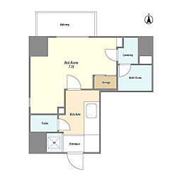 プレール・ドゥーク亀戸6丁目 1Kの間取図画像