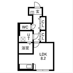 アクアフィオーレ江南 1Kの間取図画像