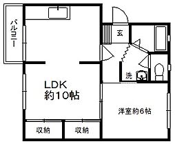 ビラ慶万 2階1LDKの間取り