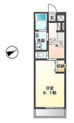 アメニティハイツツインズB 1Kの間取図画像