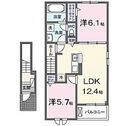 ヒカルサ大宮南中丸サウス 2LDKの間取図画像