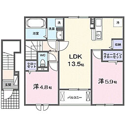 グラン ヴェール 2LDKの間取図画像
