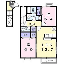 ディア・コート池田B 2LDKの間取図画像