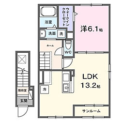 (仮)乃白町アパート 1LDKの間取図画像