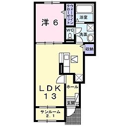 甲府市上今井町アパート 1LDKの間取図画像