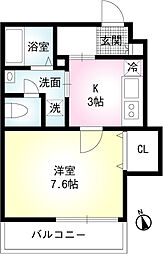 ルネッサンス2002 1Kの間取図画像