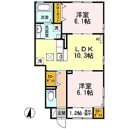 サングリーン 2LDKの間取図画像