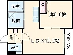 インフィニティ五稜郭公園 1LDKの間取図画像