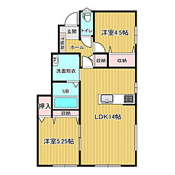 クレストガーデン 2LDKの間取図画像