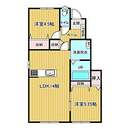 クレストガーデン 2LDKの間取図画像