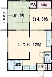 エムハイツC棟 2LDKの間取図画像