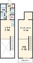 熊本市西区池上町アパート 1LDKの間取図画像