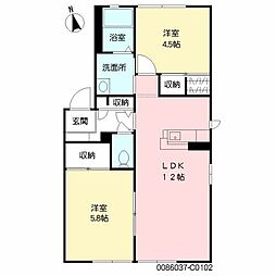シャルムKC 2LDKの間取図画像