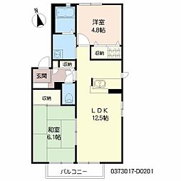 シャーメゾン昴D 2LDKの間取図画像