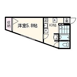 プランド河原町 1Kの間取図画像