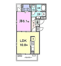 ルミエール 1LDKの間取図画像