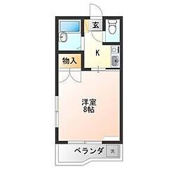 峰ヶ丘ハイツ 1Kの間取図画像
