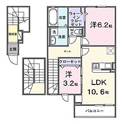 メゾン 二十二夜 2LDKの間取図画像