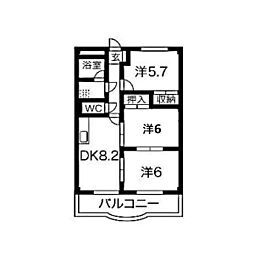 メゾンドサム 3DKの間取図画像