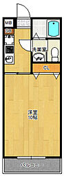 フレンディー元岡 1Kの間取図画像