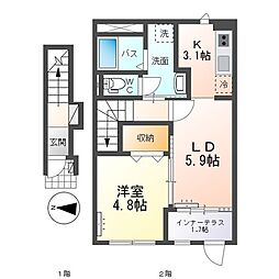 アン ルシオール(un luciole) 1LDKの間取図画像