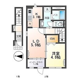 アン ルシオール(un luciole) 1LDKの間取図画像