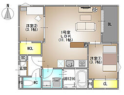 メゾンmiki 2LDKの間取図画像