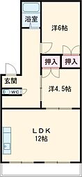 マンションアリスA 2LDKの間取図画像