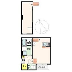 ユナプレイス弓ノ町 ワンルームの間取図画像