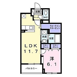 クレシエンテ ひばり 1LDKの間取図画像