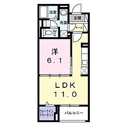 クレシエンテ ひばり 1LDKの間取図画像