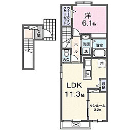 シャルム・レジデンス 1LDKの間取図画像