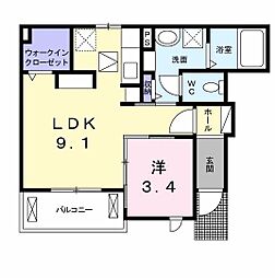 プラシードM.r1 1LDKの間取図画像
