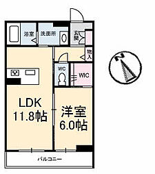 ローズベレオ緑町公園 1LDKの間取図画像