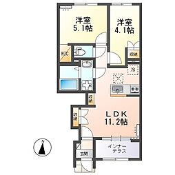 ラ・クラリエール(La Clairiere) 2LDKの間取図画像