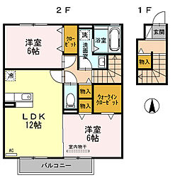 グランソレイユ 2LDKの間取図画像
