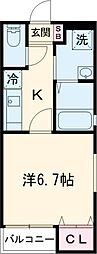 熊本市中央区琴平本町アパート 1Kの間取図画像