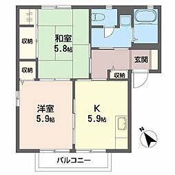 ヴェルジェK2B 2Kの間取図画像