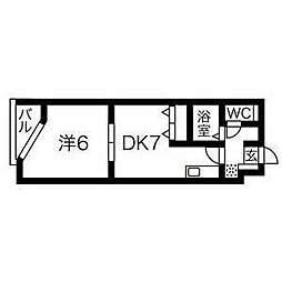 メイテラッセ中島丁 1DKの間取図画像