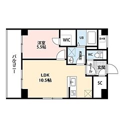 パーク万代マリーナコート 1LDKの間取図画像