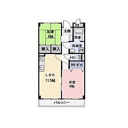 リンピアあっぷる 2LDKの間取図画像