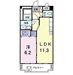 エクセレント・盛 1LDKの間取図画像