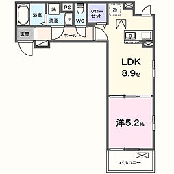 ラフレシール ウエスト 1LDKの間取図画像