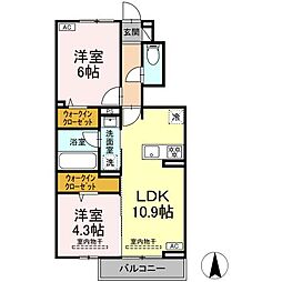 キルシェハイム 2LDKの間取図画像