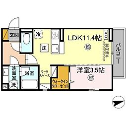 D-room姫子 1LDKの間取図画像