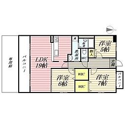 ハイツ南 3LDKの間取図画像